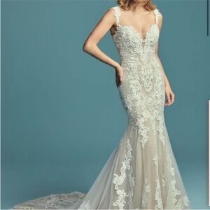 Maggie Sottero Lace Wedding Dress in Ivory Over Nude NWT